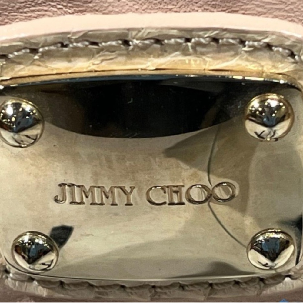 Jimmy Choo Pink Nappa Snakeskin Python Hobo Shoulder Bag Floral Appliqué Rare - Picture 11 of 14